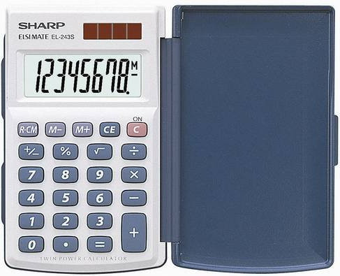 Sharp EL-243 S Taschenrechner Weiß-Blau mit Solar- und Batteriebetrieb, B x H x T: 105 x 64 x 11 mm - Bild 1