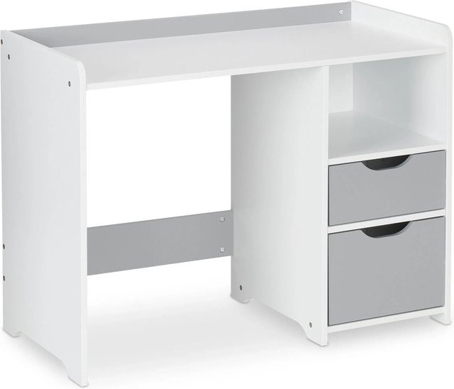 Relaxdays Schreibtisch aus MDF in Weiß/Grau mit 2 Schubladen, B: 80 cm, T: 60 cm, H: 38 cm - Bild 1