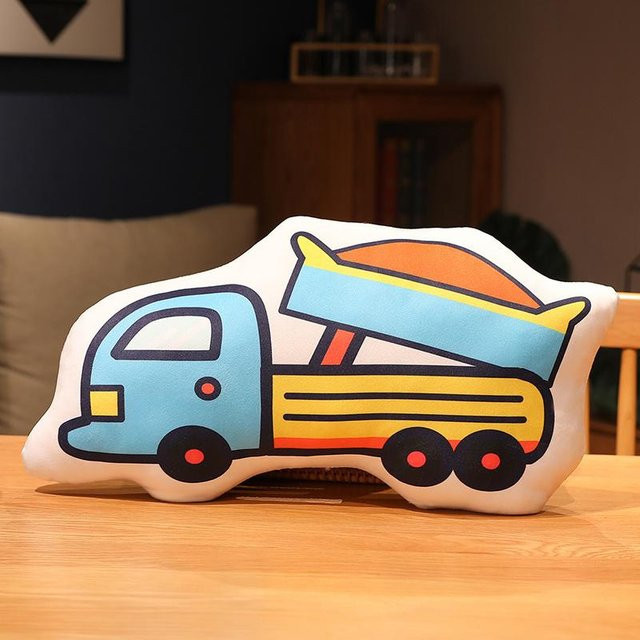 Yiran Health & Beauty Weiches Plüschkissen in Fahrzeug-Optik, Bagger, Zementwagen, Krankenwagen oder Feuerwehrwagen, Mehrfarbig, Breite: 53 cm - Bild 1