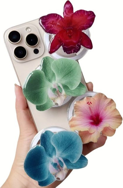 MRGLZY Magnetische Handyhalterung mit Schmetterlings-Orchideen-Design in Lila - Bild 1