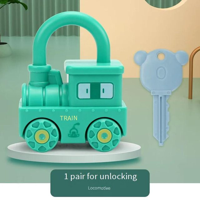 Linyi toy Montessori Auto mit Schlössern und Schlüsseln, hellgrün, 1-3 Jährige - Bild 1