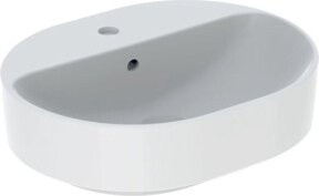 Geberit Aufsatzwaschtisch VariForm aus Keramik in Weiß, elliptisch, mit Hahnloch und Überlauf, Breite: 50 cm, Tiefe: 40 cm - Bild 1
