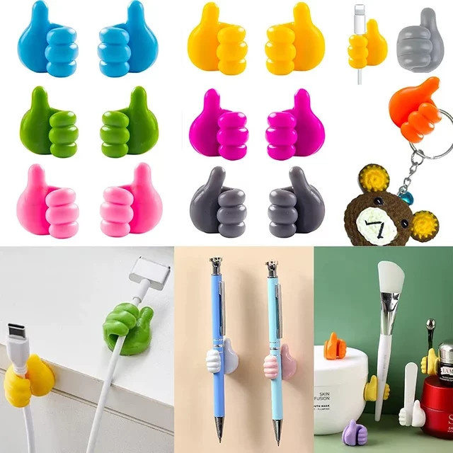 50 Stück Multifunktionale Kabel Clip Organizer aus Silikon und Kunststoff, Selbstklebende Kabelhalter Wandhaken in Mehrfarbig - Bild 1