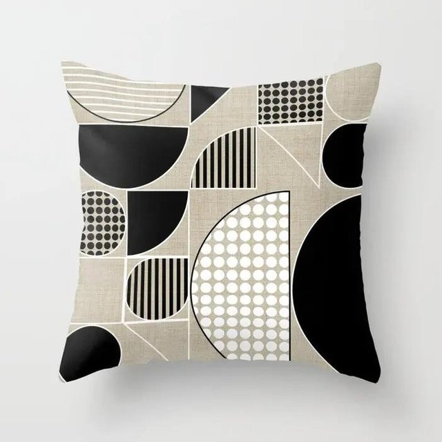 Dekorativer Kissenbezug im nordischen Design mit abstraktem Muster von JMG Clothing in Schwarz, Grau und Beige - Bild 1