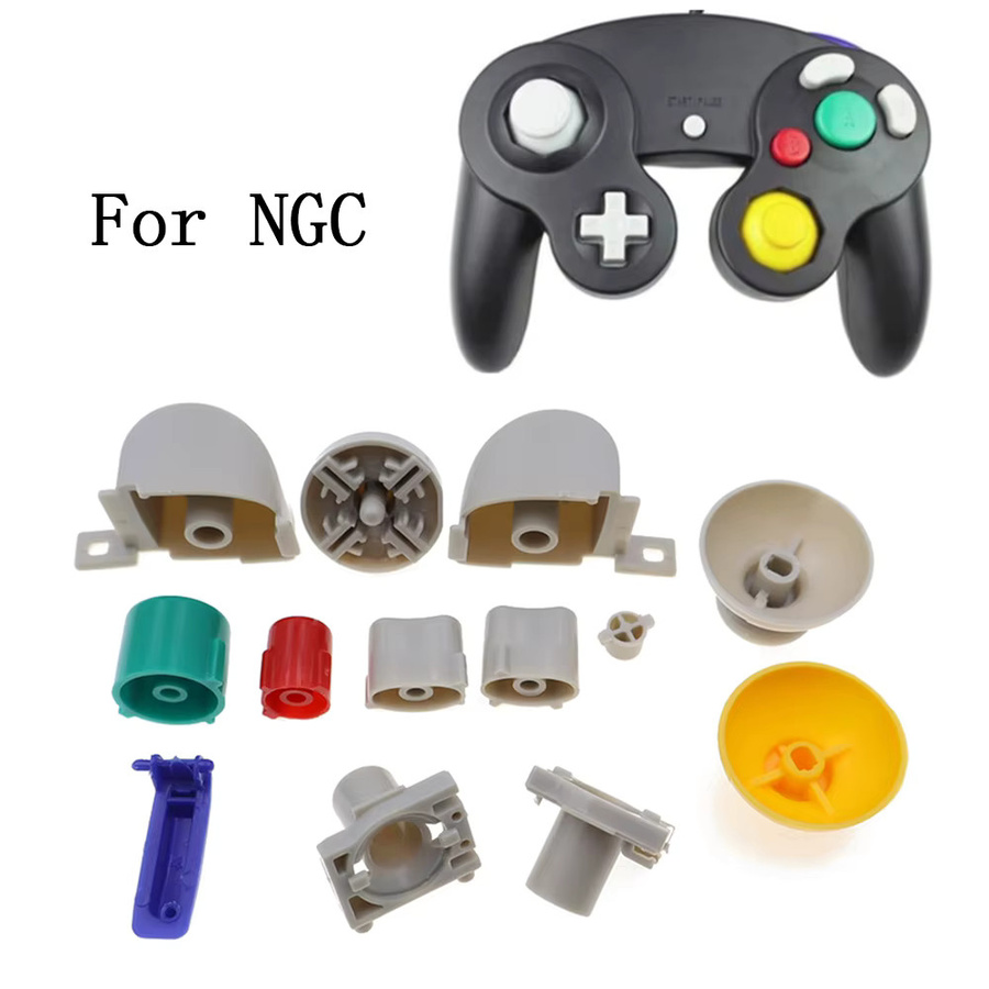 Komplettes Ersatzteil-Set für Nintendo NGC-Controller in Multicolor mit L/R ABXY Z Tasten, Joystick-Abdeckung, Daumengriffen und Gummi-Leitkappen im Retro-Design - Bild 3