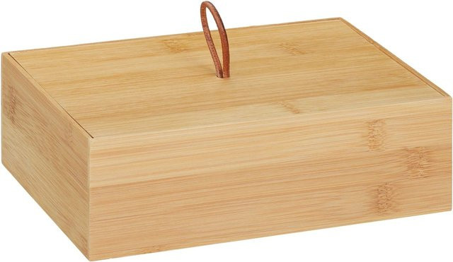 Relaxdays Aufbewahrungsbox aus Bambus mit Deckel in Natur, B/T/H: 22 x 15 x 7 cm - Bild 1