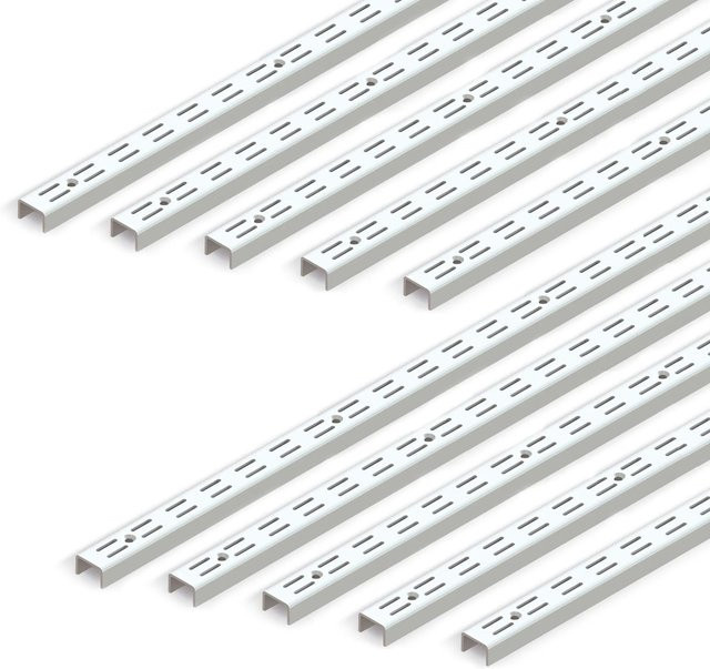 Emuca Jagmet Wandhalterungen 10er Set aus Stahl in Weiß lackiert mit 50 mm Abstand, Länge: 100 cm, Breite: 3 cm, Tiefe: 8,5 cm - Bild 1