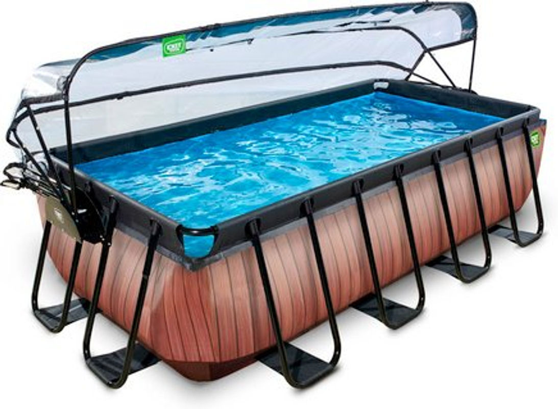 EXIT Wood Pool Braun mit Sandfilterpumpe und Abdeckung B/T/H: 400 x 200 x 100 cm - Bild 2
