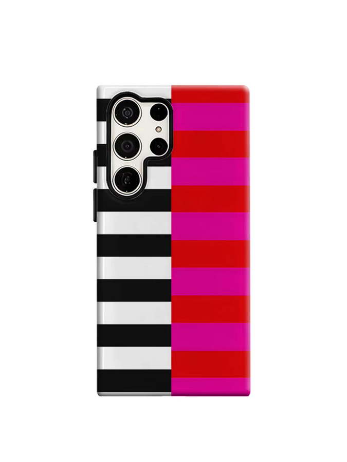 Aurbe Handyhülle für Samsung Galaxy S26 S25 S24 S23 Ultra Plus mit zweifarbigen Streifen in Rosa und Schwarz - Bild 7
