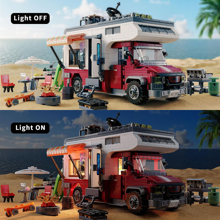 Yiran toy Wohnmobil Bausteine Set mit LED Licht 924 Teile - Bild 5