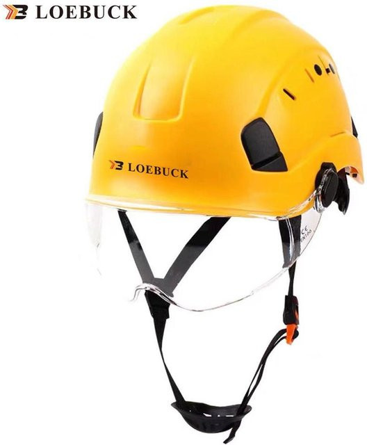 Schutzhelm LOEBUCK aus ABS mit integrierter Schutzbrille, atmungsaktiv, Gelb - Bild 1