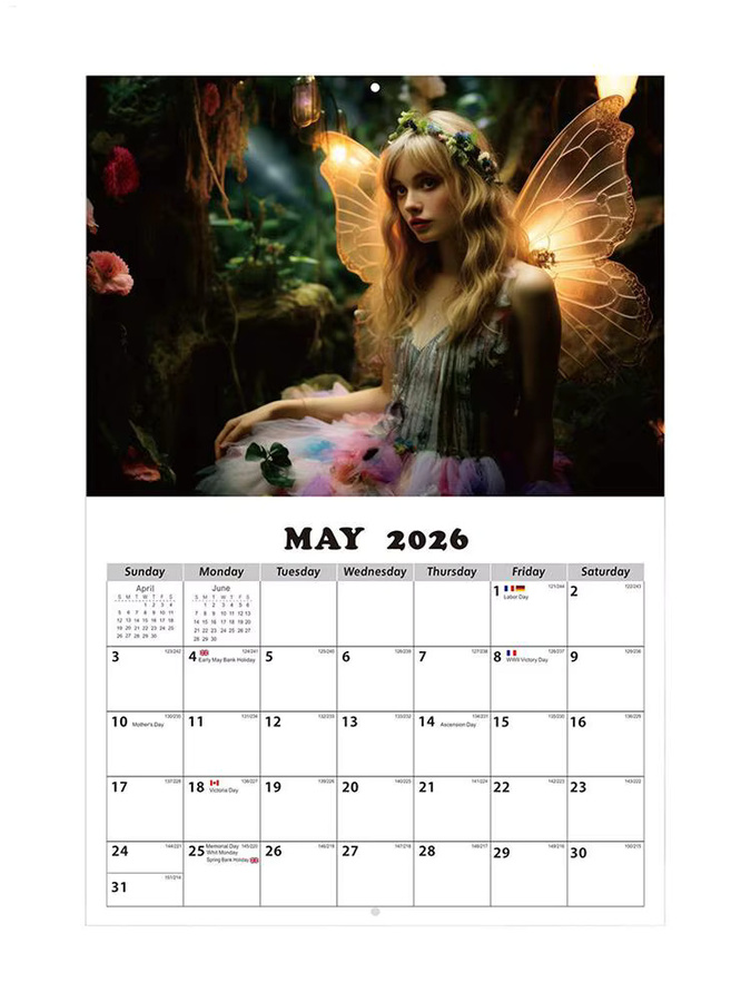 Feen-Wandkalender 2026 mit Fantasy-Kunst und Feenprinzessin-Illustrationen in Multicolour - Bild 5