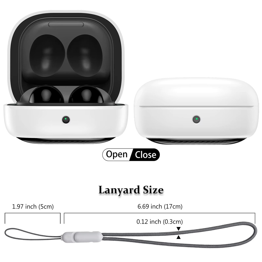 BEWZI Schutzhülle für Samsung Galaxy Buds FE, Buds Pro, Buds2 und Buds2 Pro mit Faserstreifen und Trageband in Grau - Bild 6