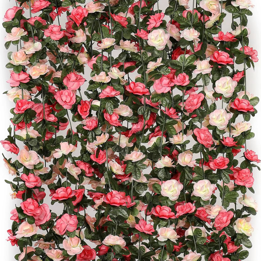 ZQCY Künstliche Rosen-Girlande in Rot und Pink für Hochzeiten und Dekorationen - Bild 1