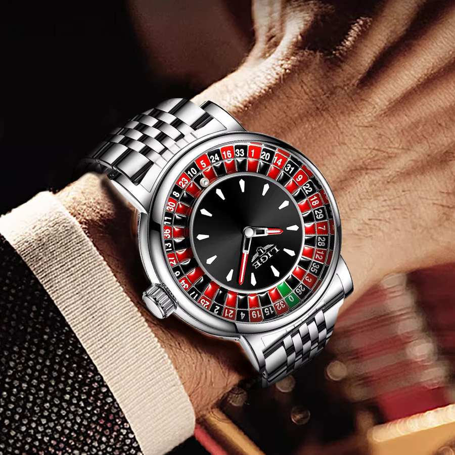 LIGE Armbanduhr Quarz, Edelstahl, Schwarz, Herren - Bild 4