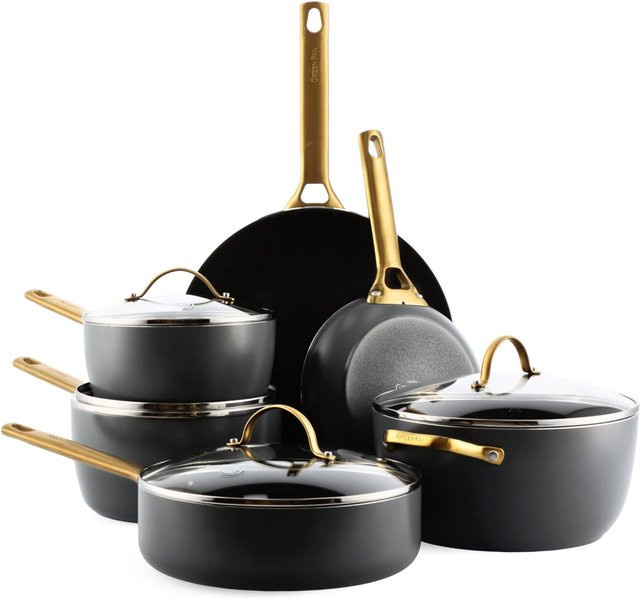 Green Pan Padova Reserve Topf- und Pfannenset 6-teilig, Schwarz, Keramik und Aluminium mit Glasdeckel - Bild 1