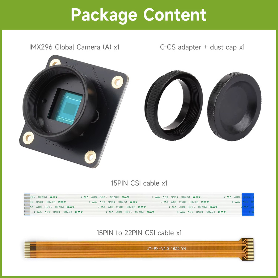Waveshare IMX296 Global Shutter Kameramodul (A) für Raspberry Pi, 1,6 MP Sensor, Schwarz - Bild 2