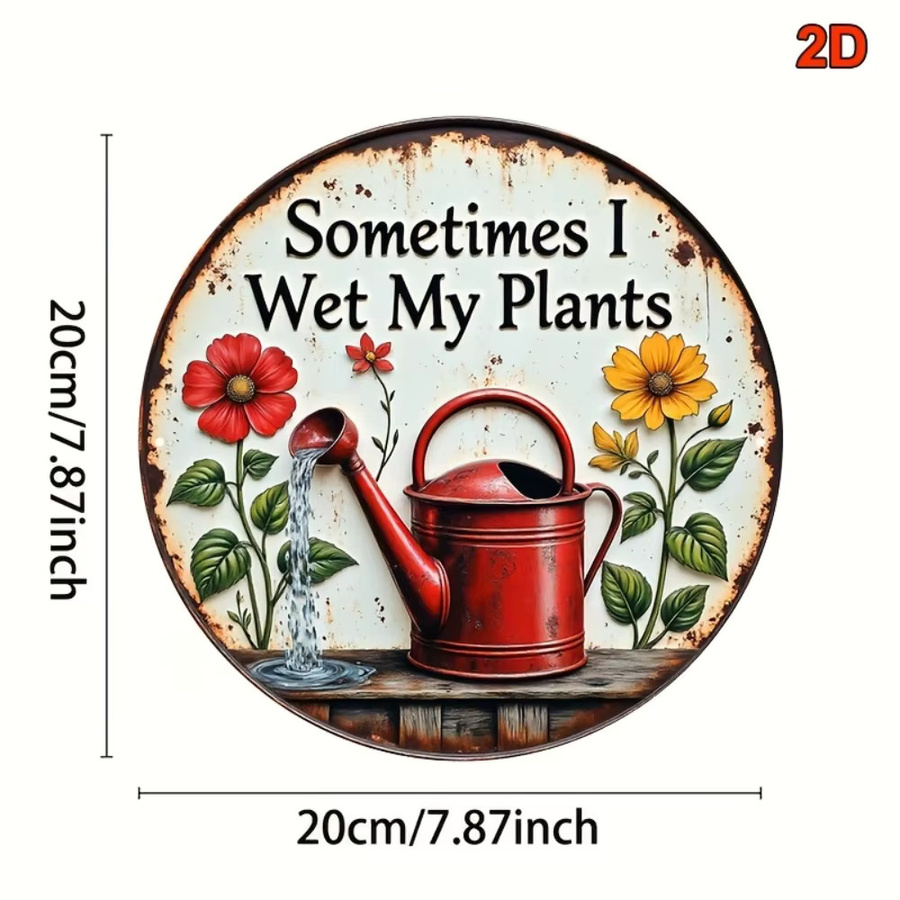 CIFBUY Vintage Aluminiumschild mit floralem Design und Gießkanne, wetterbeständige Metallwanddekoration für Garten und Innenbereich, B/B: 20,3 x 20,3 cm, Mehrfarbig - Bild 4