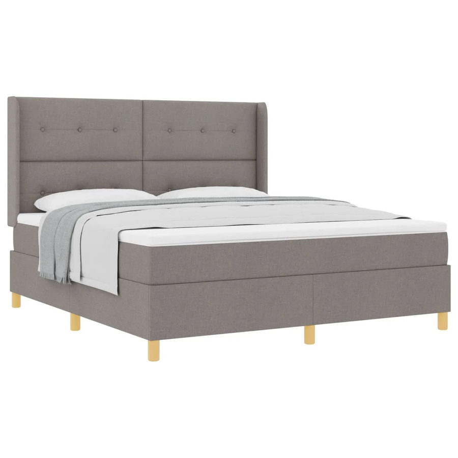 vidaXL Boxspringbett Hybrid mit Matratze in Taupe und Grau, Stoff, B/T: 180 x 200 cm, H: 128 cm - Bild 2
