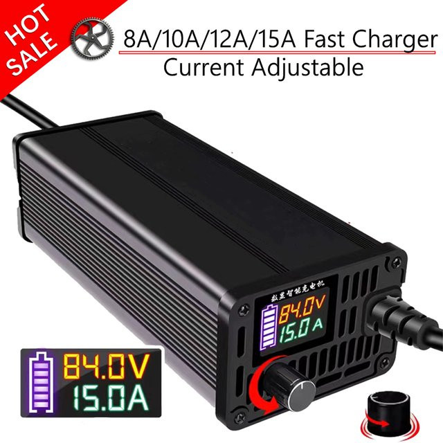 Southrol Lithium-Batterie Ladegerät für Li-Ion und LiFePO4 in Schwarz mit einstellbarem Strom von 10A bis 20A für 20S 21S 24S Spannungen - Bild 1