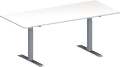 Schäfer Shop Genius Konferenztisch MODENA FLEX in Weiß/Weißaluminium, Rechteck mit T-Fuß Rechteckrohr, B/T/H: 180 x 80 x 65-85 cm - Bild 1