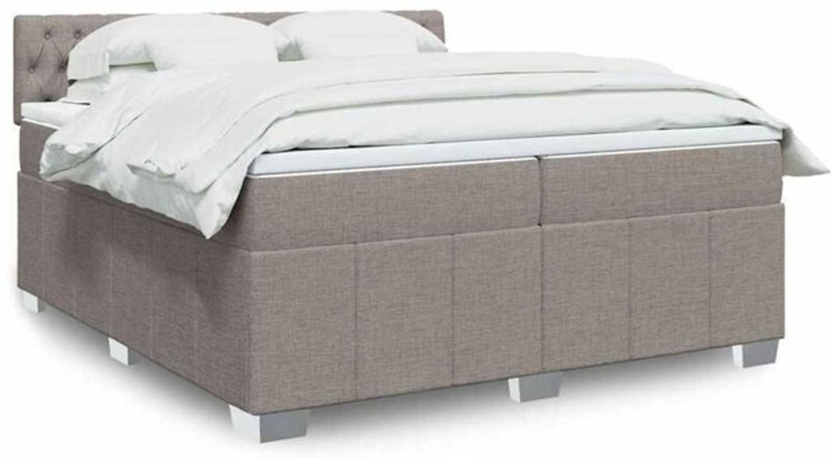 Vidaxl Boxspringbett mit Matratze in Taupe aus Stoff, Modernes Design, B/T: 200 x 200 cm - Bild 1