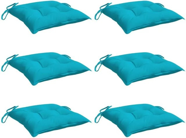 6er Set vidaXL Stuhlkissen aus Oxford-Gewebe in Türkis, B/T/H: 50 x 50 x 7 cm, wasserabweisend und atmungsaktiv - Bild 1