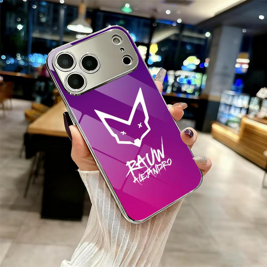 Singer Rauw Alejandro Cosa Nuestra Handyhülle für iPhone 12 bis 17 Serie mit galvanisiertem Metall-Bumper und Glasrückseite - Bild 2