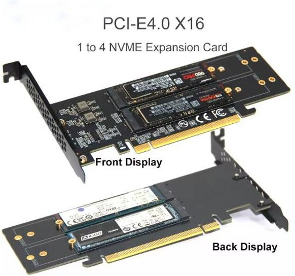 Meiteai-All PCIe auf M2 NVME Adapterkarte PCIe 4.0 X8 X16 Konverter für M.2 SSD M Key in Schwarz - Bild 1