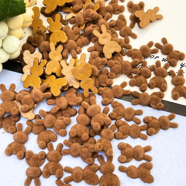 10-teiliges Mini-Flockkaninchen-Set, Plüsch-Flocktierperlen, DIY-Schmuckanhänger - Bild 1