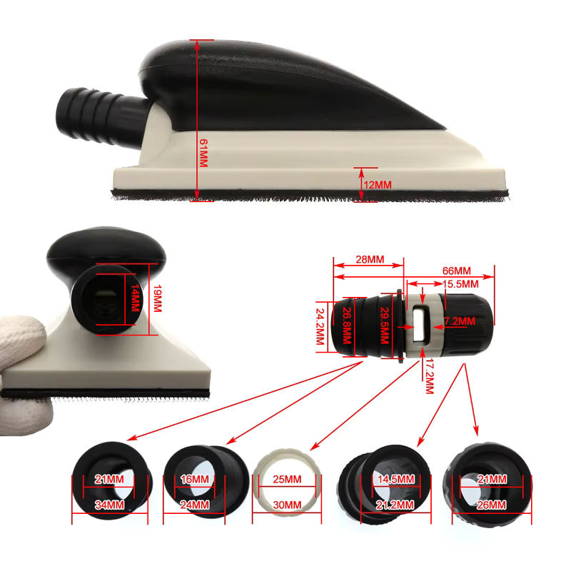Vibratite Staubfreier Vakuum Schleifblock für Holz und Autoreparatur, Schleifschwamm Pad, Maße: Breite: 125 mm, Tiefe: 200 mm, Höhe: 40 mm - Bild 3