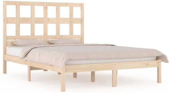 vidaXL Massivholzbett aus Kiefer in Braun mit rustikaler Optik, B/T/H: 120 x 200 cm - Bild 1