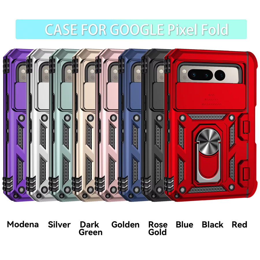 Stoßfeste Militär-Handyhülle für Google Pixel Fold 7,6 Zoll mit Metallhalter und Kameraobjektivschutz in Schwarz oder Grün - Bild 6