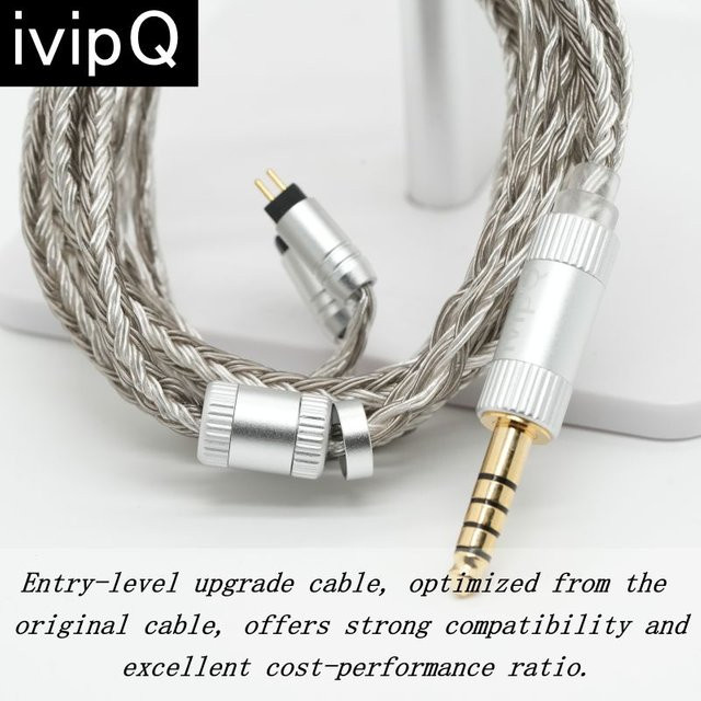IvipQ 526B 24-adriges IEM-Audiokabel in Silber mit QDC, MMCX oder 2PIN und 3,5 mm oder 4,4 mm Anschluss - Bild 1