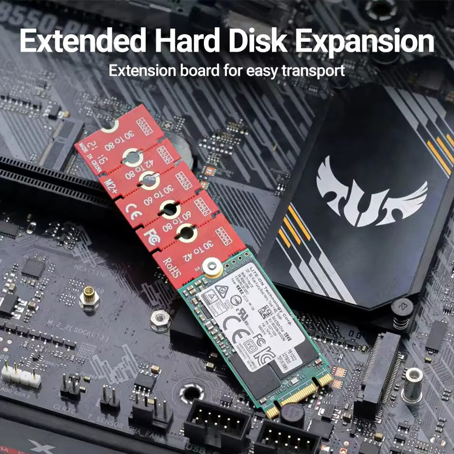 JEYI M.2 NVMe SSD Verlängerungshalterung in Rot für 2230 2242 2260 2280 Formfaktoren - Bild 4