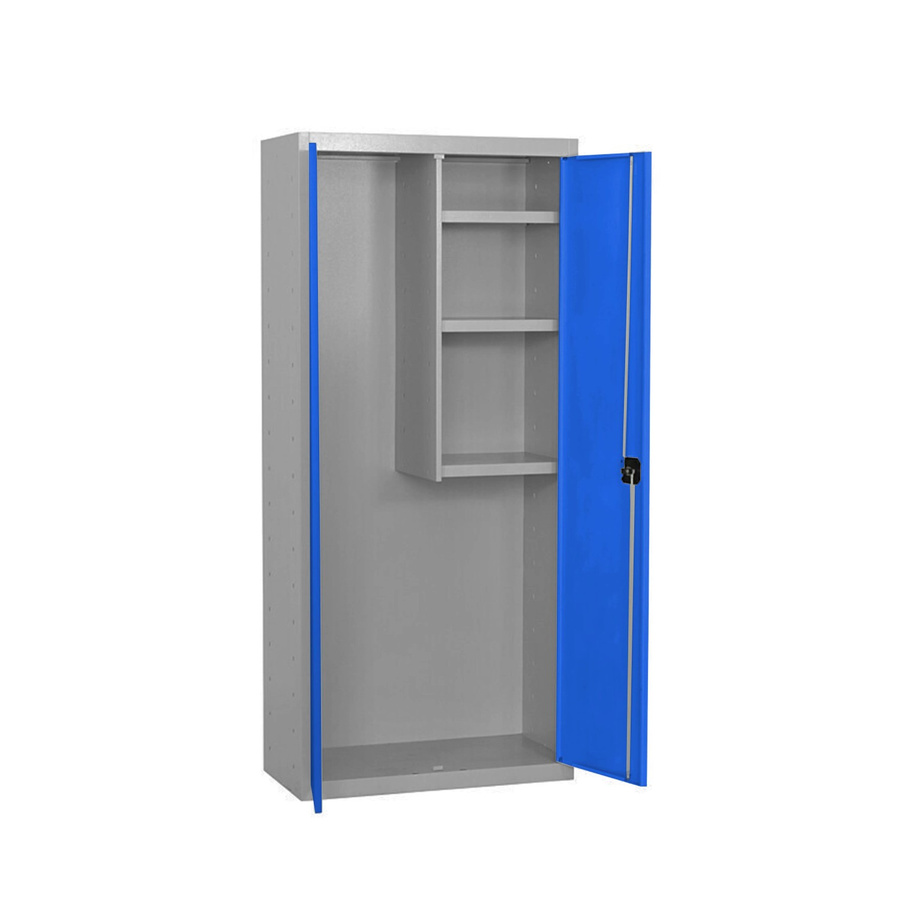 PROREGAL Putzmittelschrank AMEGO Metallschrank für den Haushalt in Blau-Grau mit 3 Fachböden und Schloss, H x B x T: 180 x 60 x 40 cm - Bild 2