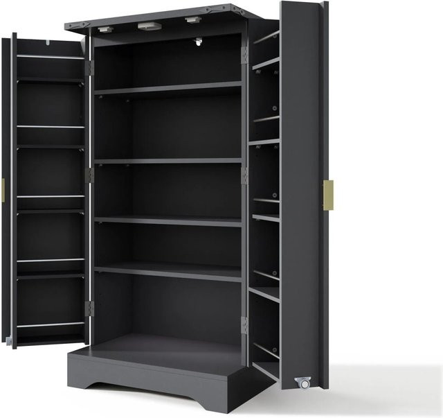 okwish Küchenschrank mit LED Sensorlicht und verstellbaren Regalböden, Schwarz, B/T/H: 120 x 60 x 40 cm - Bild 1
