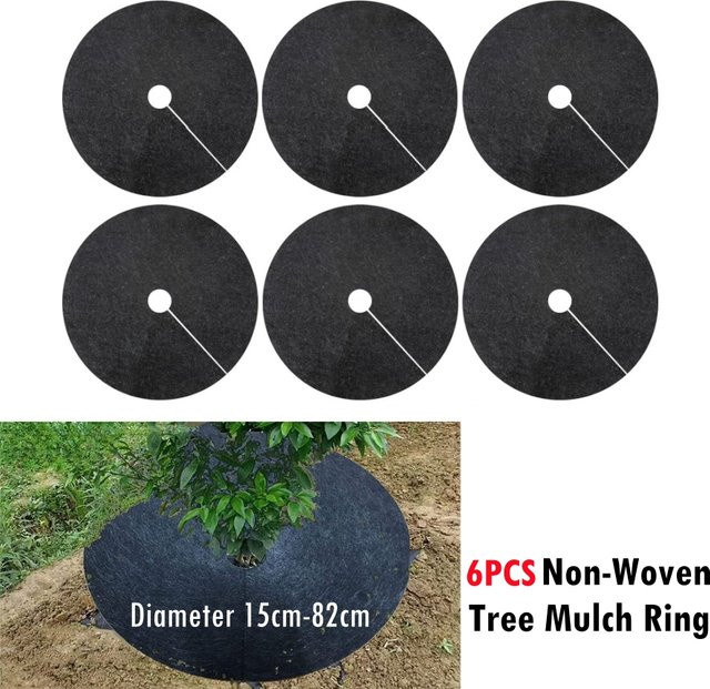 6er Set Mulchringe aus Vlies in Schwarz zur Unkrautbekämpfung und Gartenarbeit, Durchmesser: 15 cm bis 82 cm - Bild 1