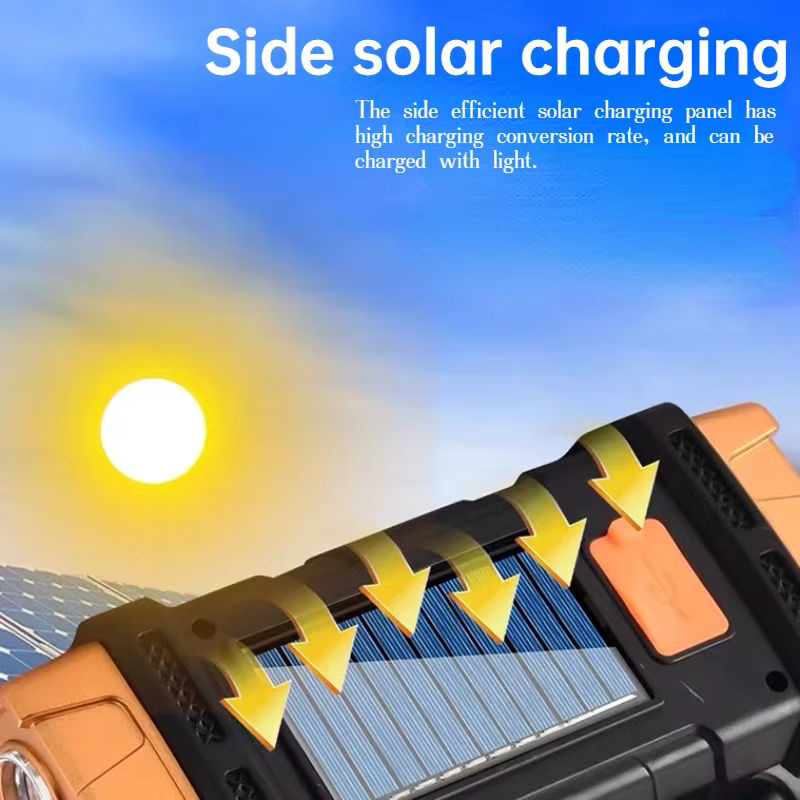 Heinast Solar-LED-Taschenlampe mit COB-Licht, schwarz, USB-wiederaufladbar und wasserdicht für Camping und Wandern - Bild 3