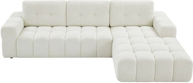 Vente-unique Sofa Sopelana in Weiß mit Bouclé-Stoff, L-Form, Breite: 278 cm - Bild 1