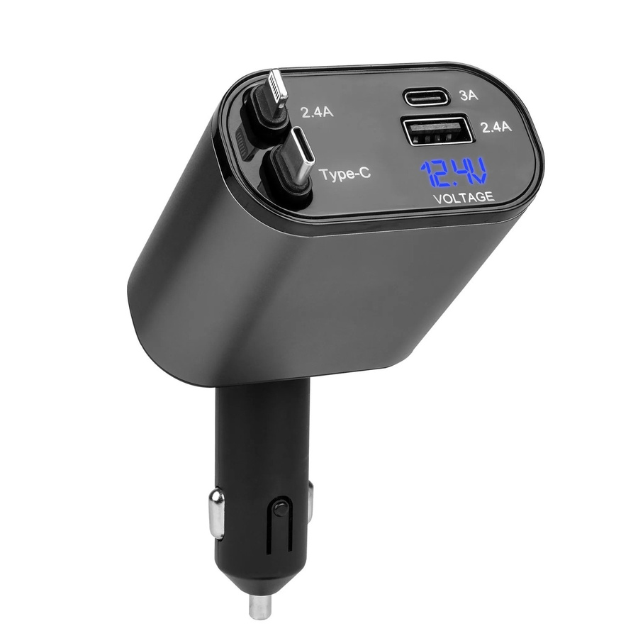 Apa 4 in 1 KFZ-Ladeadapter mit USB-C in Schwarz für 12 V - Bild 2