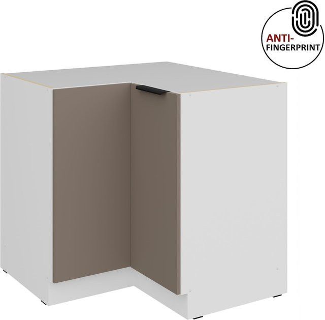 Küchen Eckschrank ARIA Sandgrau matt Anti Fingerprint B/T: 90 x 90 cm - Bild 1