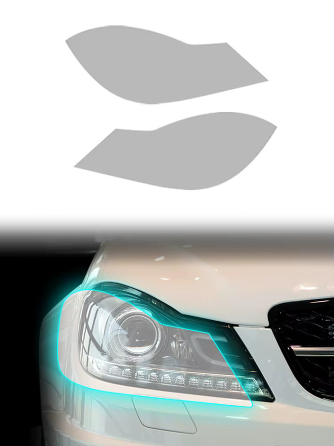 KUNGKIC Scheinwerferfolie für Mercedes Benz AMG C-Klasse W204 C63, transparent, geräuchert und kratzfest - Bild 6