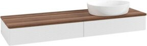 V&B Waschtischunterschrank Antao mit Frontstruktur und Beleuchtung, Farbe: Weiß, B: 160 cm, T: 50 cm - Bild 1