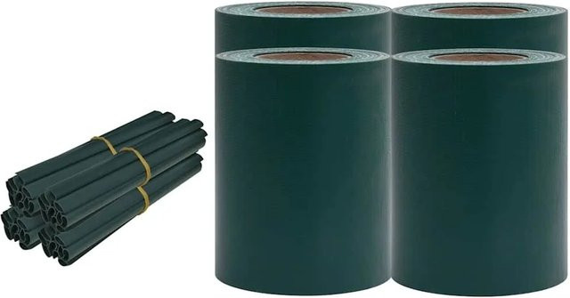 vidaXL Garten-Sichtschutzstreifen aus PVC in Mattgrün, 4 Stück, Höhe: 19 cm, Breite: 35 cm - Bild 1