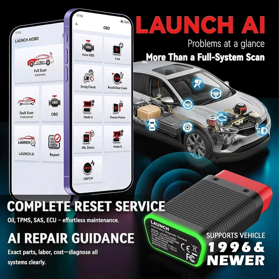 LAUNCH AIOBD Bluetooth OBD2 Diagnosegerät für Automobile mit Vollsystem-Funktion, kompatibel mit Android und iOS, Schwarz - Bild 3