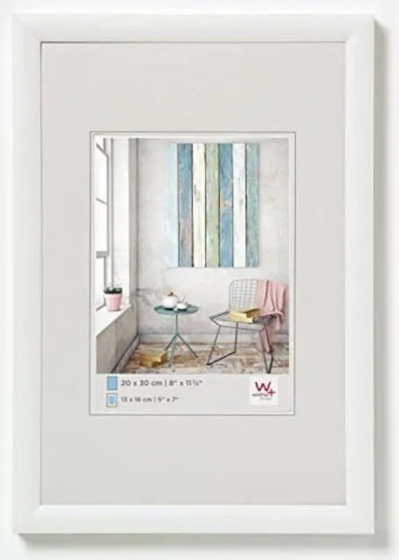 Walther Design Trendstyle Bilderrahmen aus Kunststoff mit Passepartout in Weiß, B/H: 13 x 18 cm - Bild 1