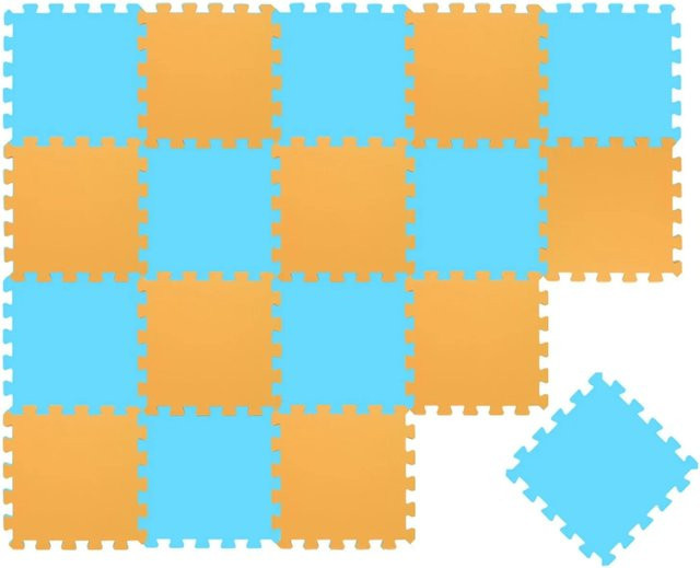LittleTom Baby & Kinder Puzzlematte aus Polypropylen, 18 Stück, Hellblau & Gelb, B/T: 30 x 30 cm - Bild 1