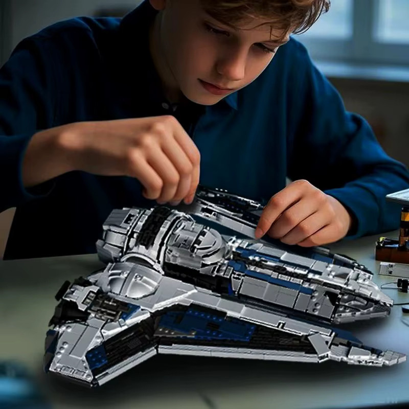 Barweer Kom'rk-Klasse Kampfjet Sternenjäger MOC Baukasten, 2948-teiliges Weltraum-Raumschiffmodell in Grau für Erwachsene - Bild 4