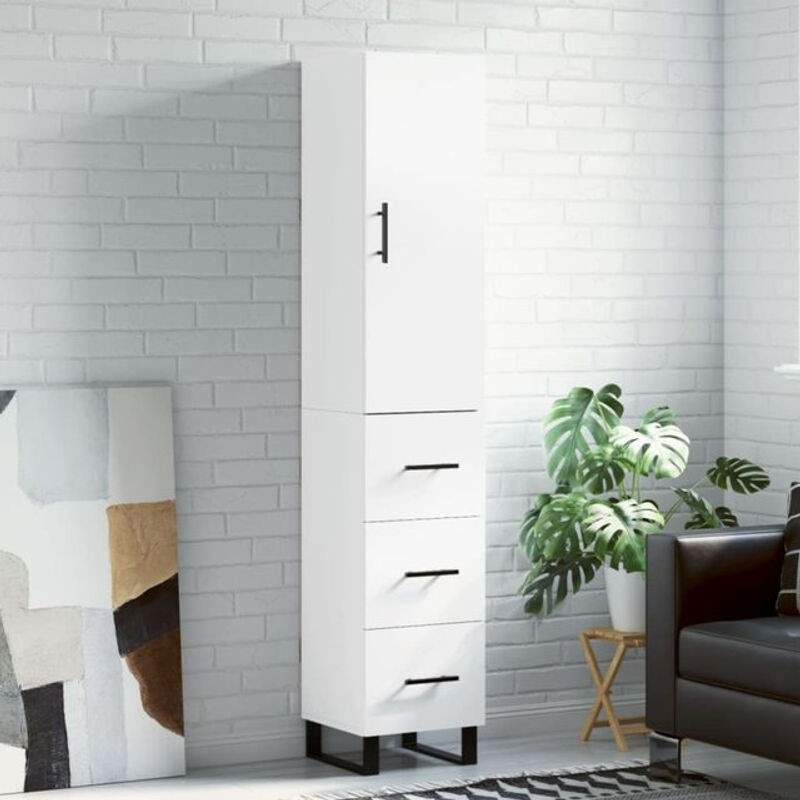 Vidaxl Highboard Modern Weiß aus Holzwerkstoff und Metall B/T/H: 34,5 x 34 x 180 cm - Bild 1
